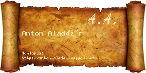 Anton Aladár névjegykártya